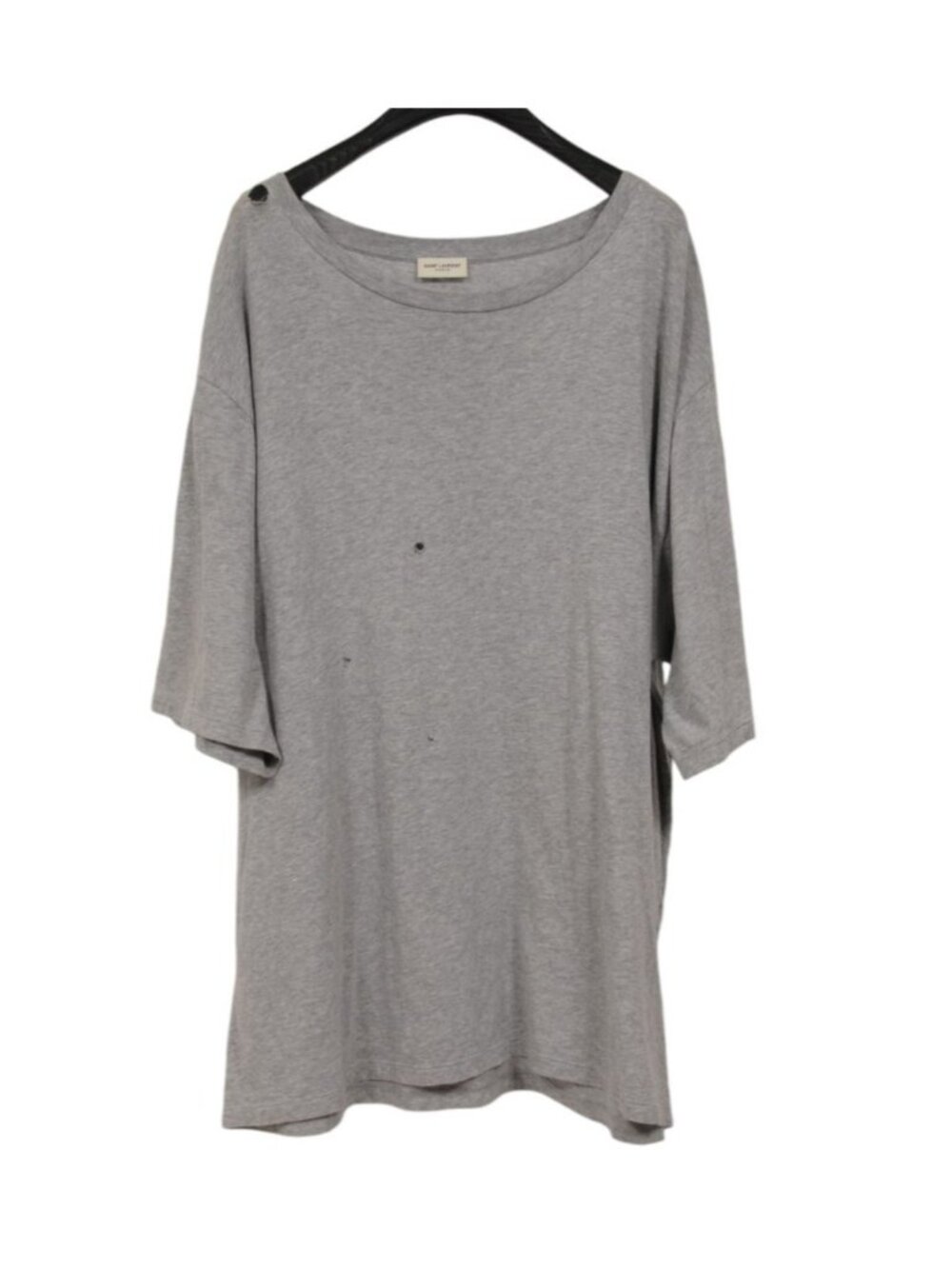 Saint Laurent Distressed T Shirt Size XL Heather Gray Cotton FW16 Hedi Short